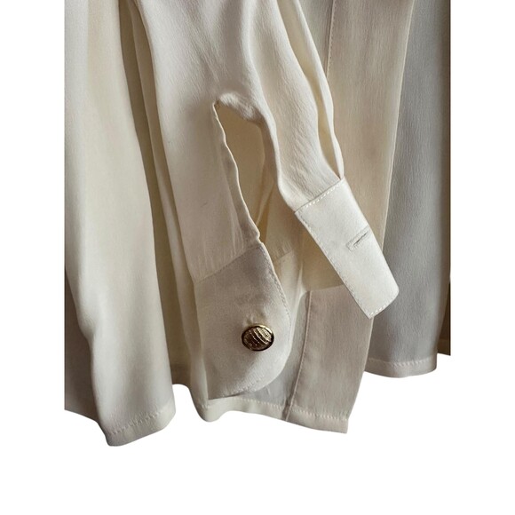 Vintage Le Pointy Paris Silk Western Shirt Cream Embroidered Horseshoe Blouse 40 - Picture 4 of 6